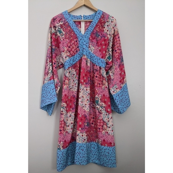 Karen Zambos Boho Kimono Style Patch Dress - Picture 1 of 6
